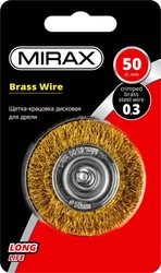MIRAX  50 мм, витая стальная латунированная проволока 0.3 мм, щетка дисковая для дрели (35145-050) 35145-050