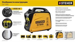 STEHER  1200 Вт, инверторный генератор (GI-1500) GI-1500
