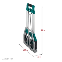 KRAFTOOL  ATLANT, до 120кг, каркас и платформа из алюминия, платформа 48.5х35см, колеса d18см, вес 6.9кг, складная хозяйственная тележка (38751-120) 38751-120