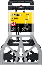 STAYER  PROTruck, до 120 кг, из алюминиевого сплава, платформа 48.5 х 35 см, колеса d 16 см, вес 5 кг, складная хозяйственная тележка (38755-120) 38755-120
