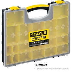 STAYER  ROCKET-19, 420 x 330 x 50 мм, (16.5″), пластиковый органайзер с 19 съемными лотками (2-38032) 2-38032_z01