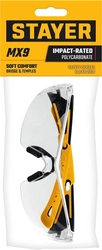 STAYER  MX-9, открытого типа, прозрачные, защитные очки с двухкомпонентными дужками (110490) 110490