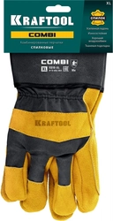 KRAFTOOL  COMBI, XL, от мех. воздействий, с доп. накладкой на ладони, комбинированные, спилковые перчатки (11310-XL) 11310-XL