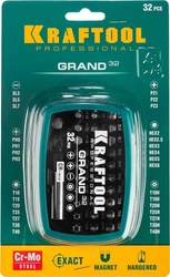 KRAFTOOL  Grand-32, с магнитным адаптером 32 шт, набор бит (26083-H32) 26083-H32