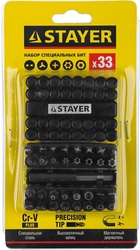 STAYER  33 шт, набор специальных бит с магнитным адаптером (26084-H33) 26084-H33