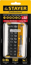 STAYER  с магнитным адаптером, 32 шт, набор бит, Professional (26135-H32) 26135-H32