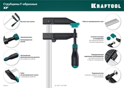 KRAFTOOL  XF-1500/120, 120 х 1500 мм, струбцина F (32011-120-1500) 32011-120-1500_z01