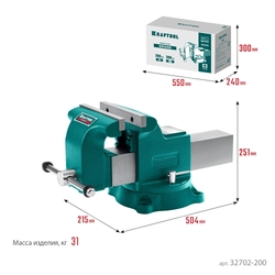KRAFTOOL Grand, 200 мм, слесарные тиски (32702-200) 32702-200