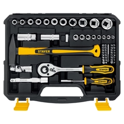 STAYER  UNIVERSAL 83, 83 предм., (1/2″+ 1/4″), универсальный набор инструмента, Professional (27710-H83) 27710-H83