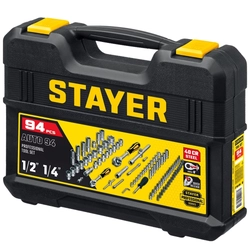 STAYER  AUTO 94, 94 предм., (1/2″+1/4″), универсальный набор инструмента, Professional (27760-H94) 27760-H94_z01