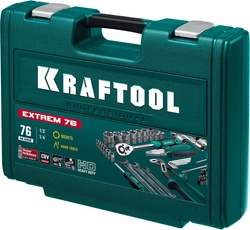KRAFTOOL  EXTREM-76, 76 предм., (1/2″+3/8″+1/4″), универсальный набор инструмента (27889-H76) 27889-H76