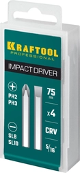 KRAFTOOL  75 мм, 4 шт, набор бит для ударной отвертки (25552) 25552