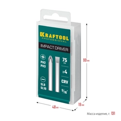 KRAFTOOL  75 мм, 4 шт, набор бит для ударной отвертки (25552) 25552