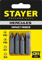 STAYER  Hercules, 36 мм, 4 шт, биты для ударной отвертки, Professional (25667-S4) 25667-S4_z01