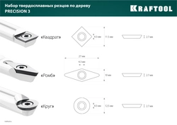 KRAFTOOL  Precision-3, 3 предм., набор ручных резцов по дереву (18369) 18369