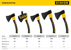 STAYER  FIBERGLASS, 600/800 г, 350 мм, кованый топор, Professional (2062-06) 2062-06_z02