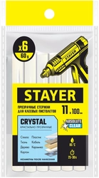 STAYER  Cristal, 1 х 100 мм, 6 шт, прозрачные, универсальные клеевые стержни Professional (0682-H6) 0682-H6
