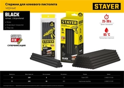 STAYER  Black, чёрные, 11 х 200 мм, 6 шт, клеевые стержни, Professional (2-06821-D-S06) 2-06821-D-S06