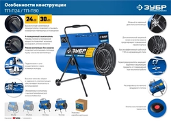 ЗУБР  9 кВт, электрическая тепловая пушка, Профессионал (ТП-П9) ТП-П9