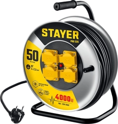 STAYER  PRO-325, КГ, 3 х 2.5 мм2, 50 м, 4000 Вт, IP44, силовой удлинитель на стальной катушке (55076-50) 55076-50_z01