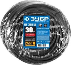 ЗУБР  КГ-325-Ш, КГ, 3 х 2.5 мм2, 30 м, IP44, 4000 Вт, силовой удлинитель-шнур, Профессионал (55017-30) 55017-30
