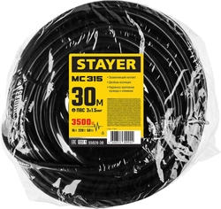 STAYER  МС-315, ПВС, 3 x 1.5 мм2, 30 м, 3500 Вт, IP44, силовой удлинитель-шнур (55028-30) 55028-30