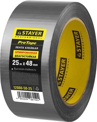 STAYER  48 мм, 25 м, серебристая, армированная лента, Professional (12080-50-25) 12080-50-25