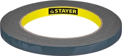 STAYER  9 мм, 5 м, черная, на вспененной основе, двухсторонняя клейкая лента, Professional (12233-09-05) 12233-09-05