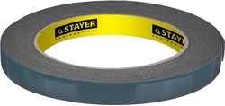 STAYER  12 мм, 5 м, черная, на вспененной основе, двухсторонняя клейкая лента, Professional (12233-12-05) 12233-12-05