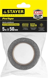 STAYER  50 мм, 5 м, черная, противоскользящая клейкая лента, Professional (12270-50-05) 12270-50-05