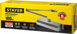 STAYER  MAXComfort, до 100 кг, цвет серебро, дверной доводчик (37915-100) 37915-100