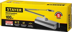 STAYER  MAXComfort, до 100 кг, белый серебро, дверной доводчик (37916-100) 37916-100