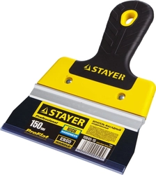 STAYER  PROFlat, 150 мм, усиленная алюминиевая направляющая, двухкомпонентная ручка, анодированный, фасадный шпатель, Professional (10045-15) 10045-15