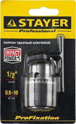 STAYER  10 мм, 1/2″,  ударный сверлильный патрон с ключом для дрели, Professional (29055-10-1/2) 29055-10-1/2