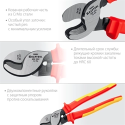 KRAFTOOL  KSF-25V, d 13 мм, 250 мм, VDE, 1000 В, усиленный, диэлектрический кабелерез (23334-25V) 23334-25V