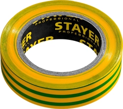 STAYER  PROTECT-10, 15 мм х 10 м, 5 000 В, желто-зеленая, не поддерживает горение, изолента ПВХ, Professional (12291-S) 12291-S