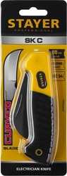 STAYER  изогнутое лезвие, монтерский складной нож, Professional (45409) 45409