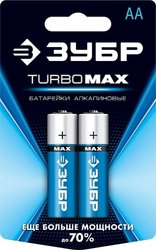 ЗУБР  TURBO-MAX, АА х 2, 1.5 В, алкалиновая батарейка (59206-2C) 59206-2C_z01