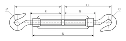 ЗУБР  DIN 1480, М14, кованая натяжная муфта, 3 шт, талреп крюк-крюк, Профессионал (4-304365-14) 4-304365-14