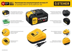 STEHER  V1, 20 В, 45 Н·м, 1 АКБ (2 А·ч), бесщеточная дрель-шуруповерт, кейс (CDB-200-1) CDB-200-1