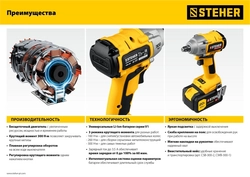 STEHER  V1, 20 В, 300 Н·м, без АКБ, бесщеточный винтоверт (CSB-300) CSB-300