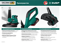 ЗУБР  С1-18, 18 В, 25 см, 1 АКБ (2 А·ч), аккумуляторный триммер (ТА-185-21) ТА-185-21