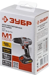 ЗУБР  М1, 18 В, 1.5 А·ч, аккумуляторная батарея (АКБ-18-Ли 15М1) АКБ-18-Ли 15М1