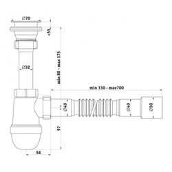 S0115 Сифон для умывальника 1½"х40 с гофротрубой 40х40-50 т 00000002748